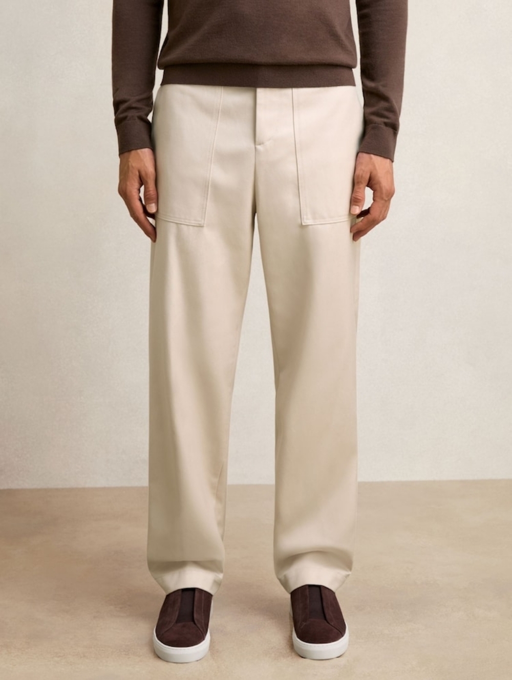 Reiss Ecru Preach Lyocell Cotton Wide Utility Pants Trousers Size 36